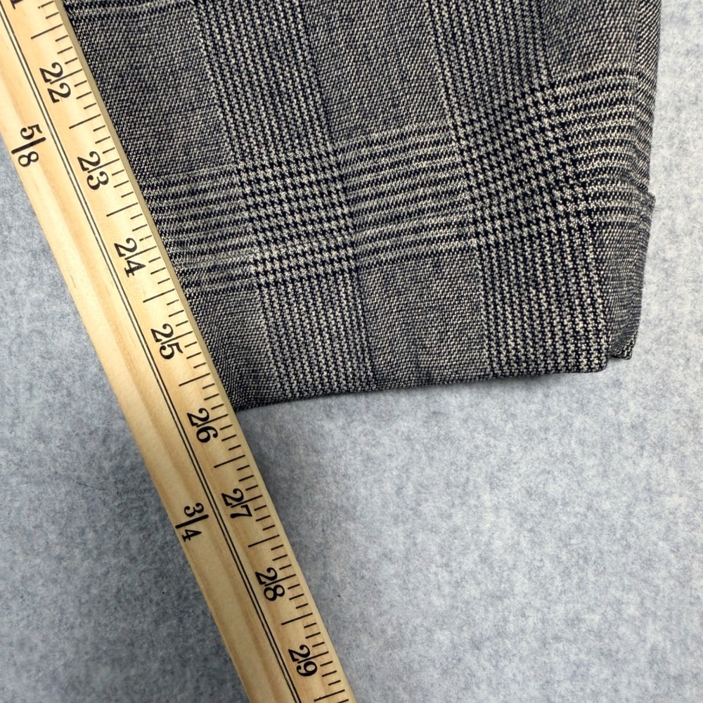 NWT Banana Republic Pleated Tapered Cuffed Pants Charcoal Glen Plaid Y2K Preppy - Picture 9 of 10